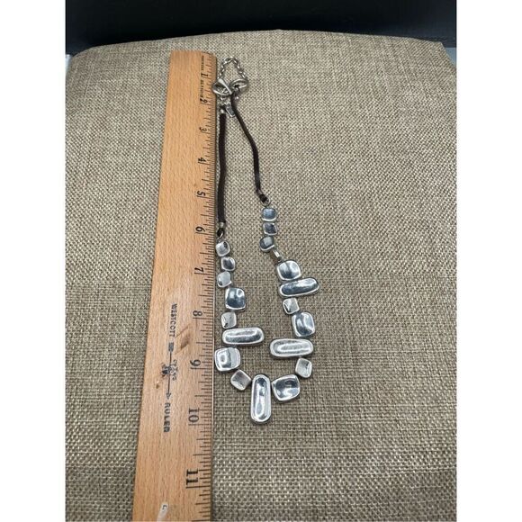 RLM Soho Stamped Silver and Black Leather Necklace Vintage Robert Lee Morris - Picture 6 of 7